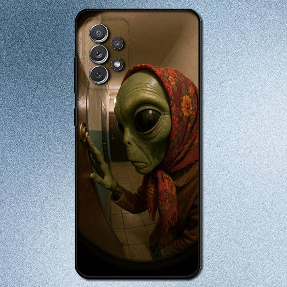 Смешной Чехол для Телефона Космический НЛО Инопланетная Штука Для Samsung S25,S24,S21,S22,S23,S30,Ultra,S20,Plus,Fe,Lite,Note,10,9,5G Черный Чехол