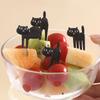 6pcs Set of Black Cat-Shaped Salad Forks Japanese Black Cat Fruit Fork - Cute Cartoon Animal Fruit Picks for Desserts,