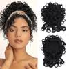 Short Messy Hair Bun With Elastic Drawstring Hair Clip Loose Wavy Big Curly Hair Bun Synthetic Ponytail  For Women Daily Use