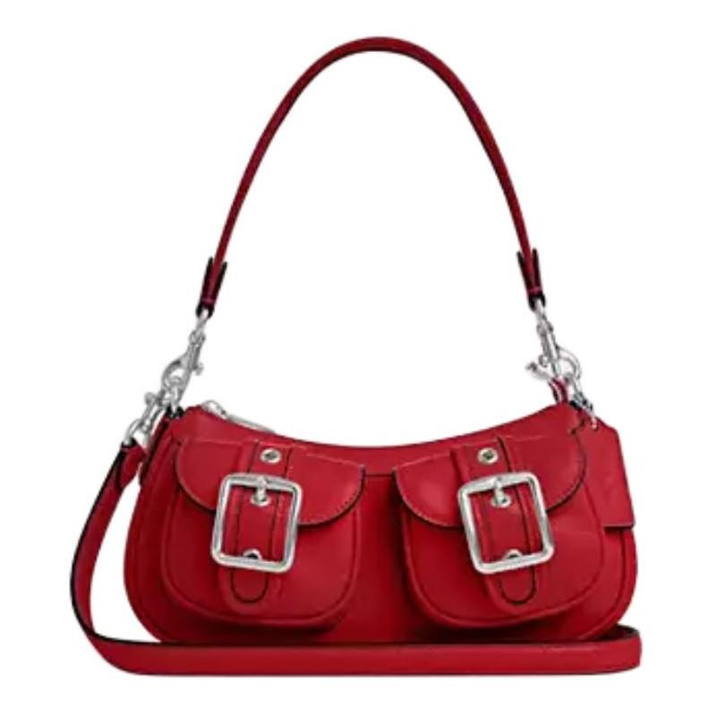 Coach Аштон 25 Золотой Металл Многофункциональный Карманный Кожаный Женский Средний Красный