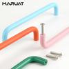Nordic U Type Kitchen Cabinet Handles Candy Color Knobs and Handles for Children's Drawers Wardrobe Door Knobs Furniture Handles