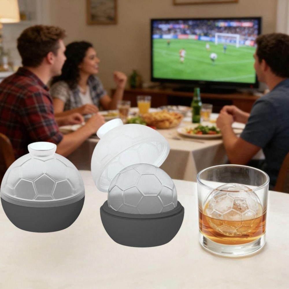 2PCS Non-stick Soccer Ice Cube Mold Silicone Ice Ball Maker Football Ice Tray  Refrigerator
