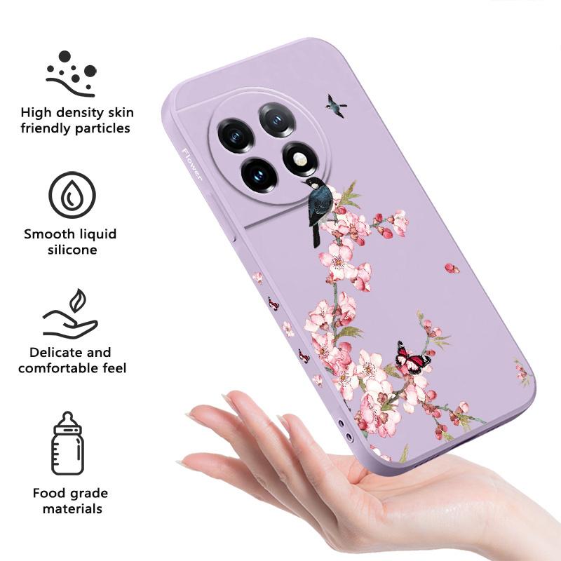 Peach Butterfly Phone Case For Oneplus 13 13R 12 12R 11 11R 10 10R 10T 9R 9RT 9 8T 8 7 7T Pro 5G Liquid Silicone Cover