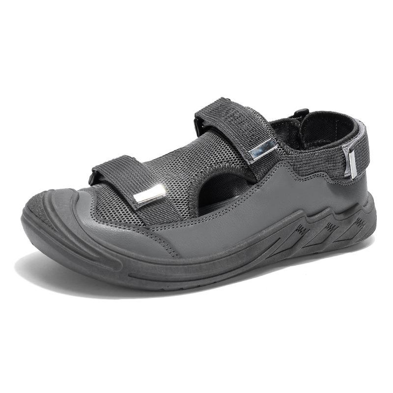 Мужские сандалии мягкая подошва лето новые римские отпуск повседневные пляжные туфли туфли с отверстиями дышащие сандалии с закрытым носком