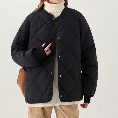 Женская стеганая парка с длинными рукавами, женская куртка, теплая верхняя одежда с круглым вырезом, женское утепленное теплое пальто с хлопковой подкладкой