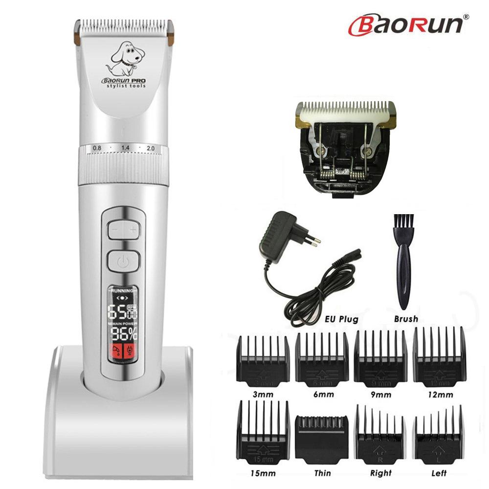 BaoRun P9 Professional Pet Dog Hair Trimmer Electrical Animals Grooming Clipper Rechargeable Cat Haircut Machine LCD Display