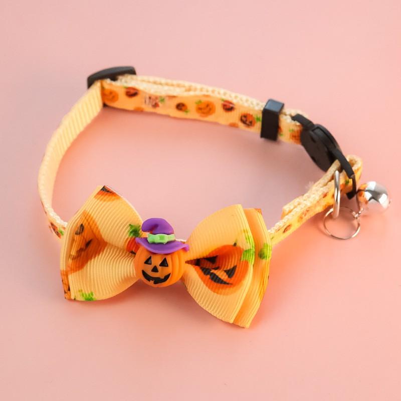Halloween Pet Collar Pumpkin Ghost Hat Safety Buckle Necklace Cats Dogs