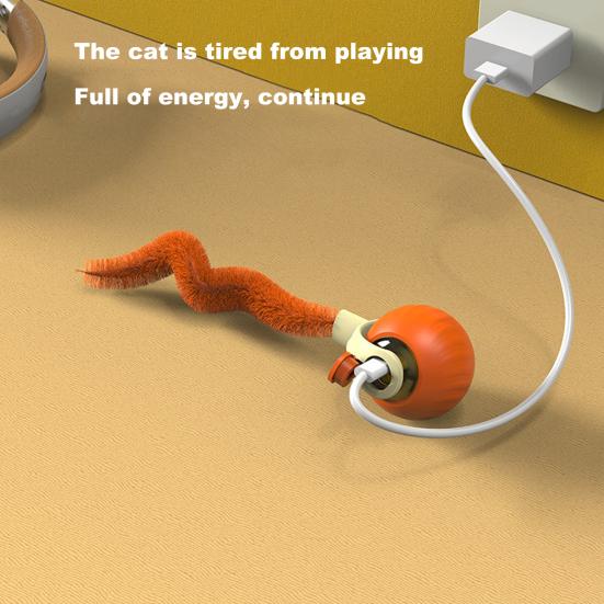 Интерактивная игрушка-мяч для кошек, перезаряжаемый через USB, автоматический движущийся мяч с плюшевым хвостом, умная головоломка для домашних животных для занятий спортом в помещении, снятия стресса