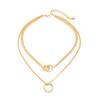 Salircon 2Pcs/Set Creative Simple Gold Color Hollow Round Metal Choker Necklace Women Trend Adjustable Chain Charm Daily Jewelry