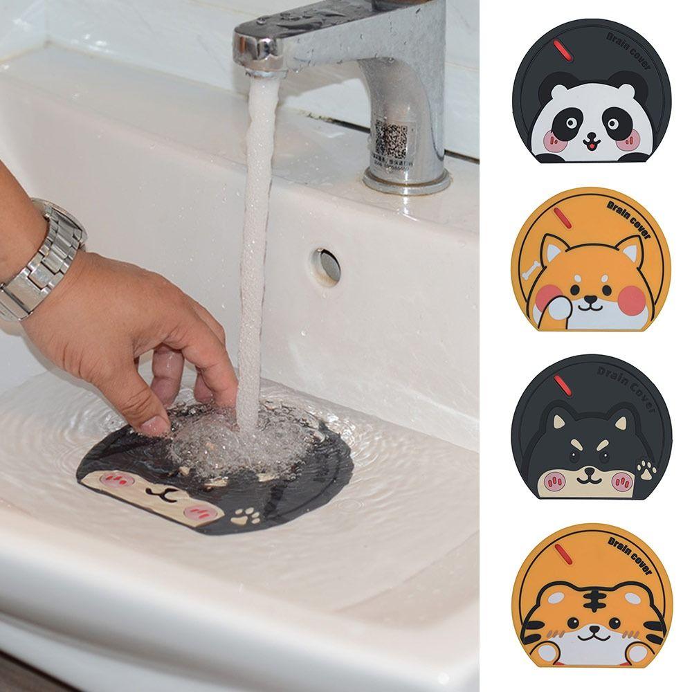 Anti Odor Sewer Floor Drain Cover Cartoon Animal Sewer Sealing Silicone Mat for Bathroom&Kitchen