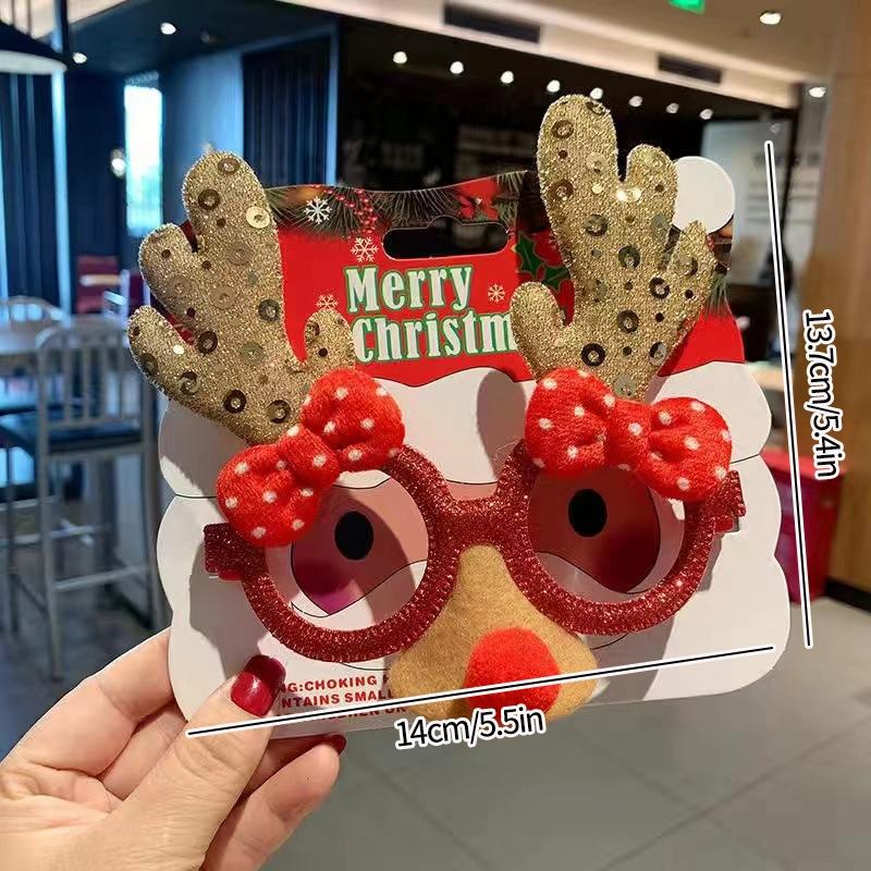 Christmas Glasses Decorative Glasses with Sticker Christmas Decoration Gift for Girls Women Xmax Party Costume Accessory Navidad