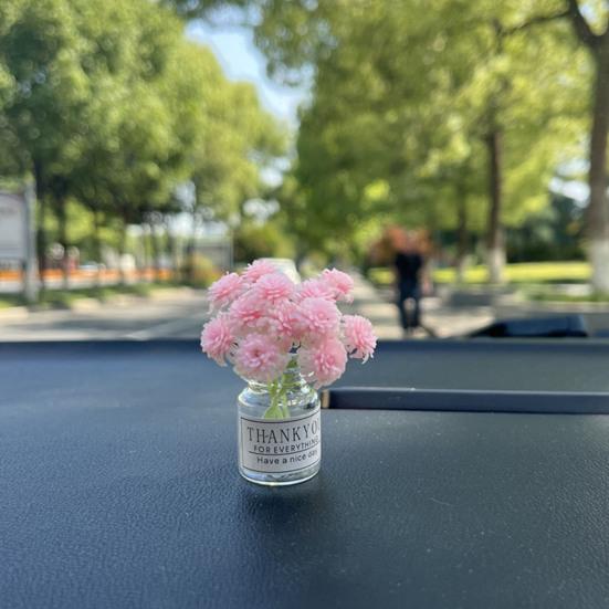 Миниатюрная стеклянная ваза с цветами, искусственный букет, настольные украшения, цветы бонсай для установки на транспортное средство