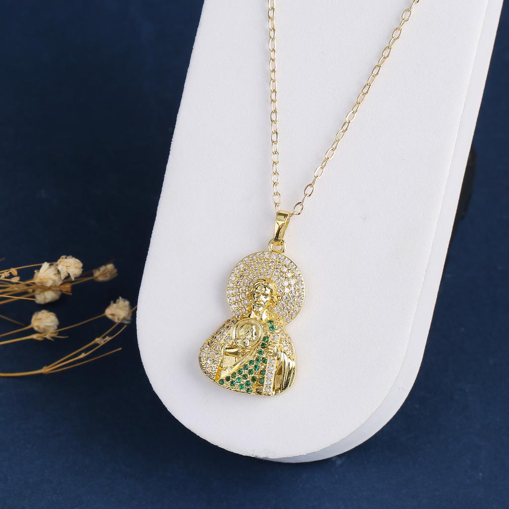 New Design Religious St. Jude Death Zirconia Pendant Necklace Hip Hop for Man Woman Daily Party Jewelry Friendship Gift Hot Sale