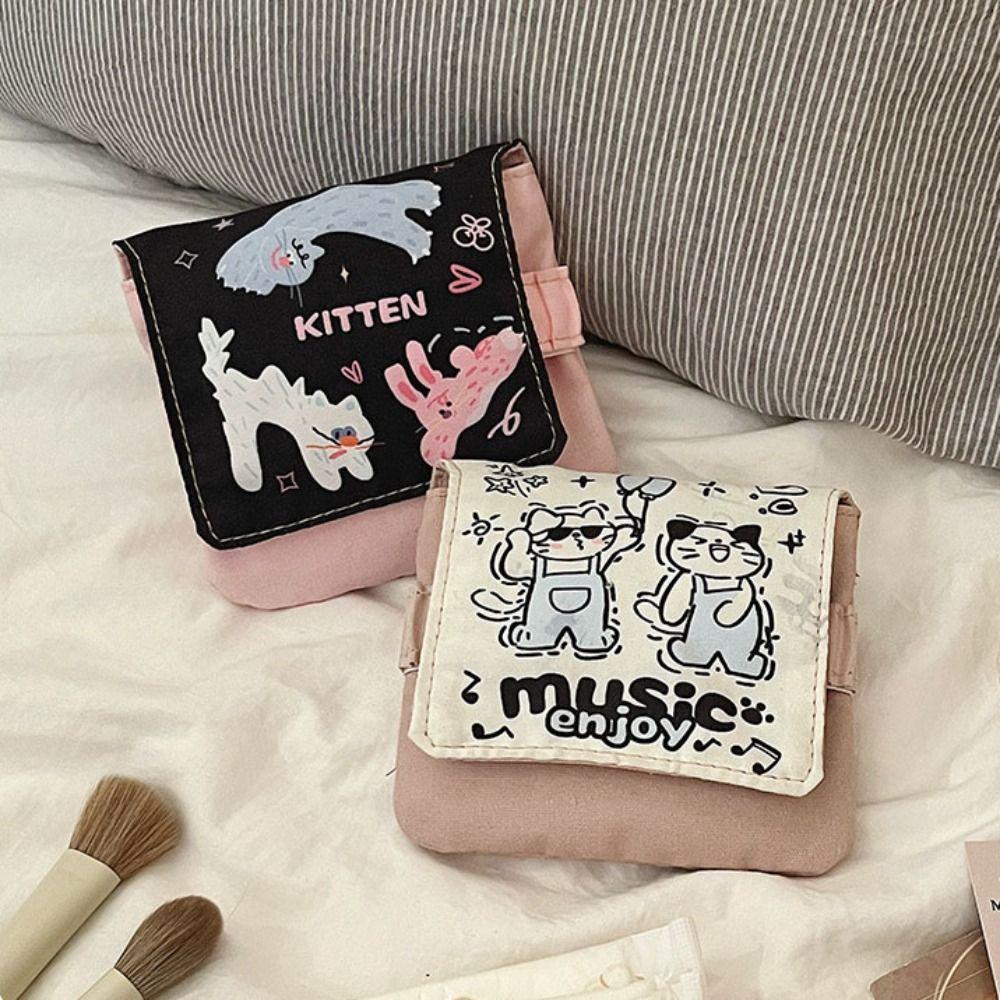 Косметичка Мини косметичка Кошелек с изображением кота Кошелек для монет Повседневная гигиеническая сумка для хранения на открытом воздухе