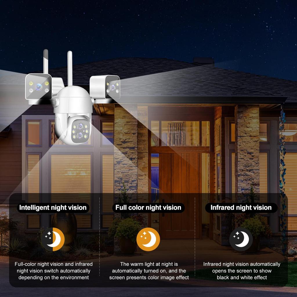 AIOOK Домашняя наружная камера безопасности HD 16MP 10X ZOOM WiFi Водонепроницаемая камера ночного видения IP CCTV Двусторонняя аудиосвязь Интерком Видеорегистратор PTZ Обнаружение движения