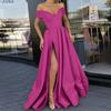 Women's 2025 Summer Satin Deep V-neck Evening Dress - Multi-color European & American Style