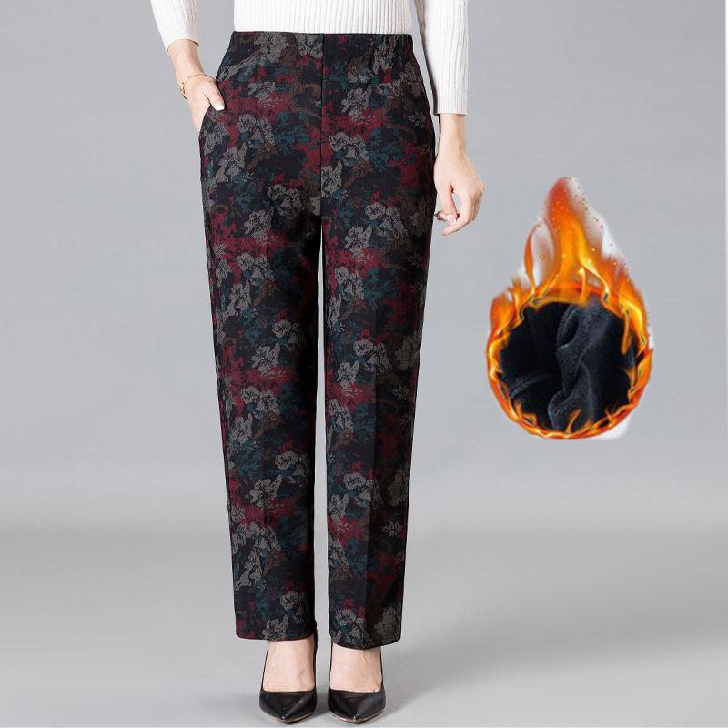 Сохраняйте тепло для женщин, плюс бархатные толстые свободные высокие эластичные брюки для отдыха на открытом воздухе, плюс размер, высокая талия, прямые повседневные флисовые брюки