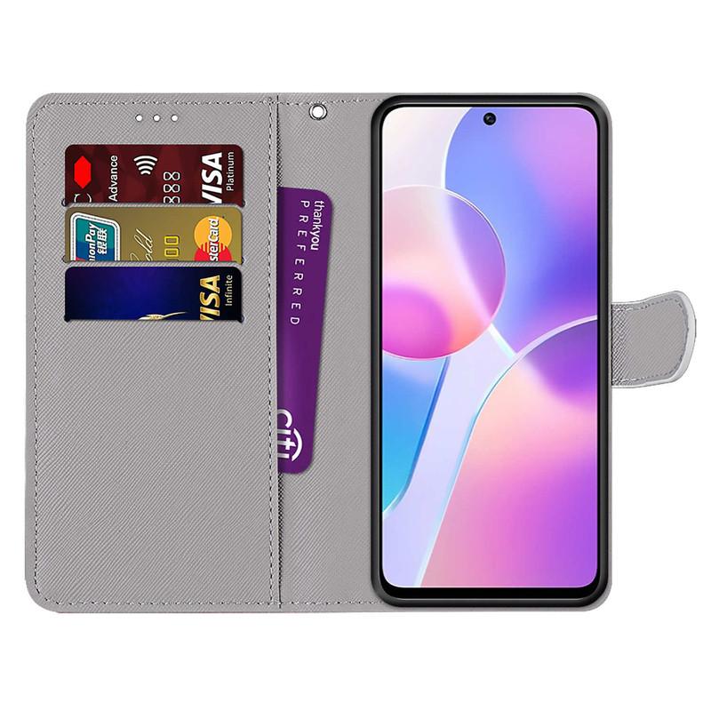 Для Moto G10 G20 G30 G13 G23 G52 G14 G54 G64 G84 Huawei P30 P40 Lite OPPO милый держатель для карт из искусственной кожи флип-кошелек красивые цветы подставка для телефона