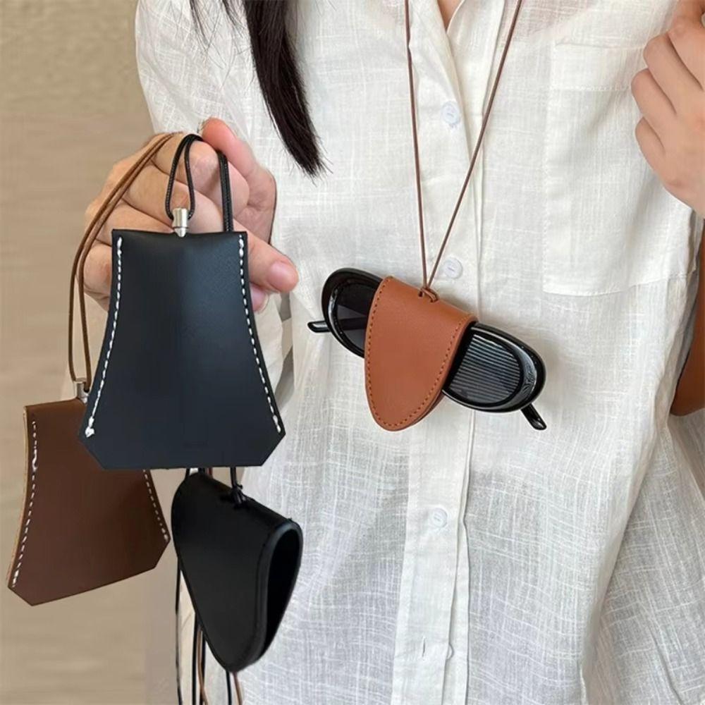 Leather Sunglasses Clip Storage Hanging Rope Hanging Neck Pouch Eyeglasses Storage Bag Pendant