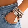 Bohemian Multicolor Crystal Beads Rope Bracelets For Women Girls Ethnic Heart Tassel Charm Wrap Bracelet Bangle Set Jewelry Gift