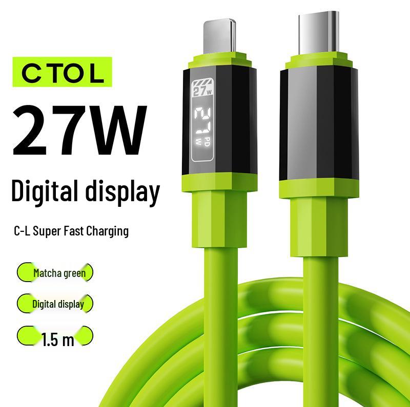Кабель Type-C для быстрой зарядки 240 Вт с дисплеем реального времени для Apple 15/16, Huawei и Android