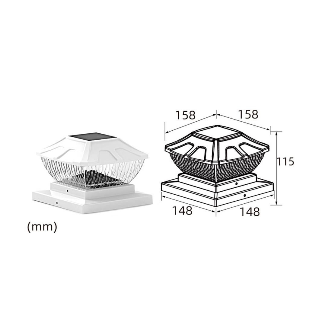 Outdoor Waterproof Solar Pillar Light Patio Garden Fence Gate Post Light 6X6 inch 600mAh Battery