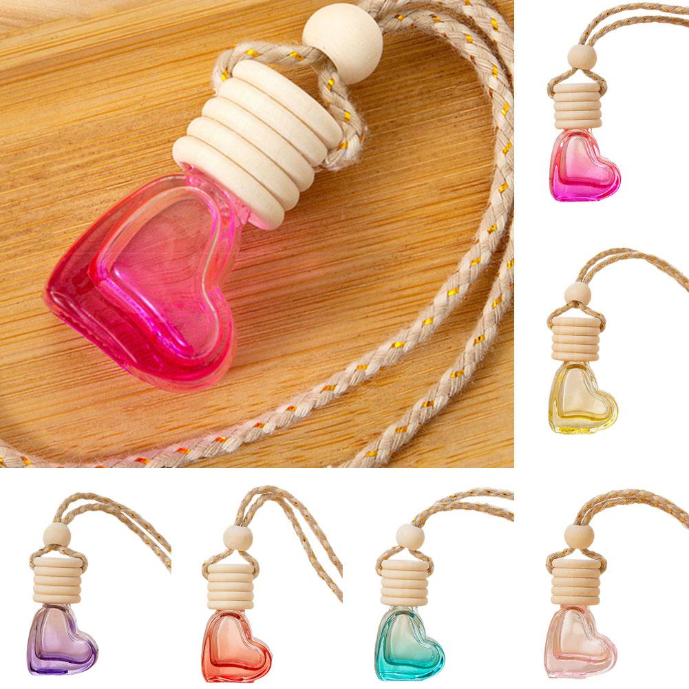 Подвесной декор для салона автомобиля в форме сердца, флакон для ароматерапии 6 мл, диффузор эфирного масла, освежитель воздуха, автомобильные аксессуары