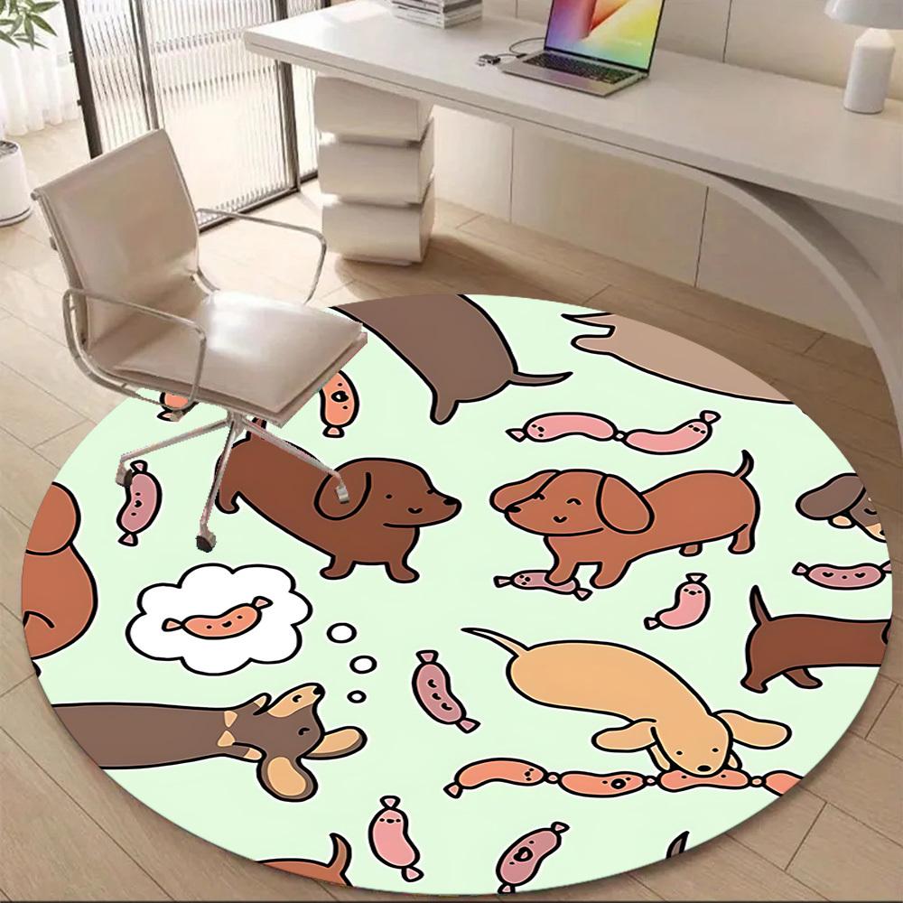 1pc Dogs Sausages Office Round Area Rug, Indoor Mat Suitable ForOffice, Under Office Chairs Bedroom Living Room Home Decor, Room Deco, n56