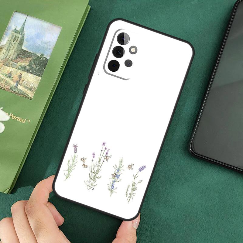 Лавандовые фиолетовые цветы Мягкий чехол для Samsung Galaxy A54 A53 A73 A13 A71 A51 A14 A52 A32 A12 A22 A52S Задняя крышка