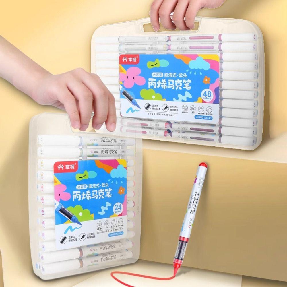 Soft Tip Colour Pen 12/24/36/48-Colors Art Watercolor Pen High-quality Acrylic Marker Painting