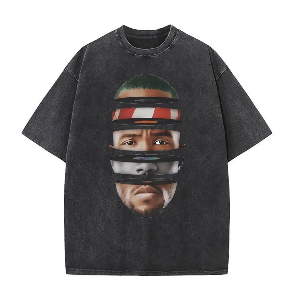 Hot Sale Rapper Frank Blond Poster Print Tshirt Men Women Vintage Washed Cotton Summer Tee Harajuku Fashion Oversize Casual Top