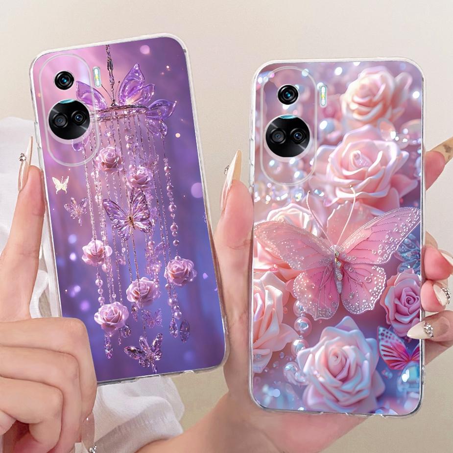 Чехол для Honor 90 Lite CRT-NX1 Стильный Чехол с Рисунком Цветов и Бантом Мягкий Тонкий Чехол для Телефона Для Honor 90 Pro Honor90 Lite 90Pro Fundas