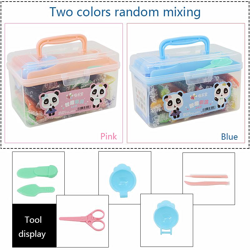 DIY безопасная красочная легкая глиняная игрушка 24 цвета мягкий пластилин коробка для хранения набор игрушек 