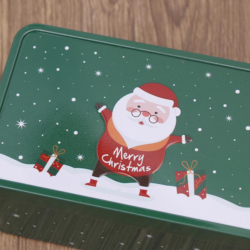 Прямоугольная рождественская жестяная коробка, пустая коробка для печенья, конфет, подарочные коробки для Санта-Клауса, банка для хранения ювелирных изделий, декор для свадебной вечеринки