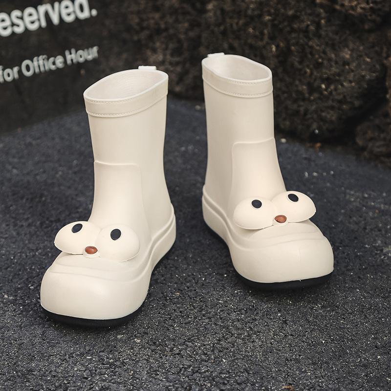 Стильные и симпатичные женские резиновые сапоги средней высоты, резиновые сапоги с рисунком, резиновые сапоги средней высоты, теплые и водонепроницаемые ботинки для взрослых, всесезонная рабочая обувь