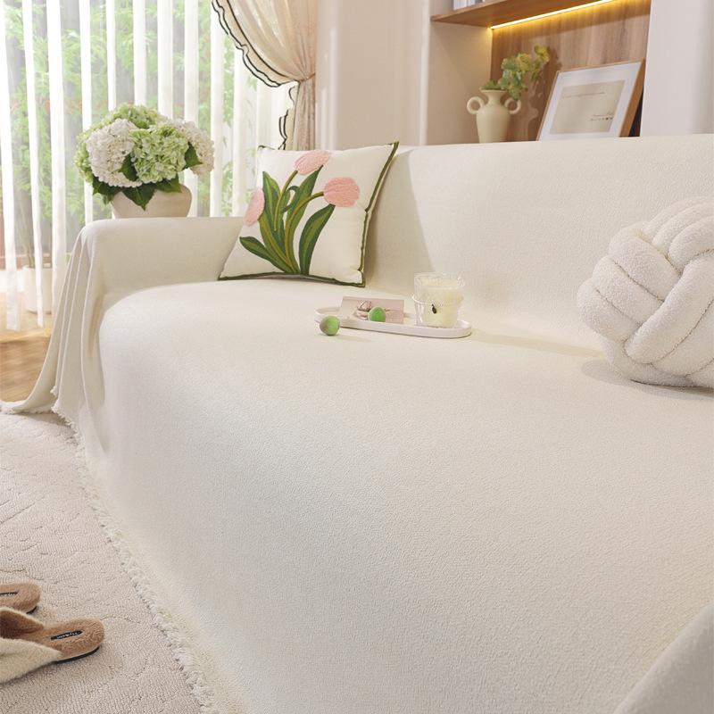 Современный минималистичный чехол на диван из шенилла в елочку, всесезонное нескользящее одеяло