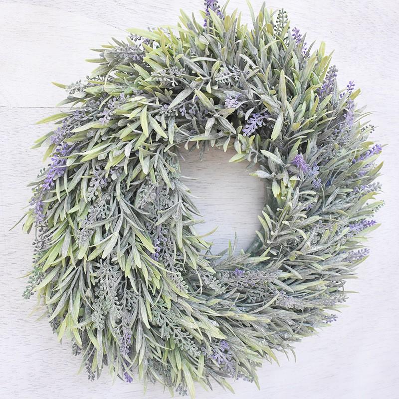 Artificial Lavender Wreath Door Decor French Blue Wedding Home Window Display Small Size