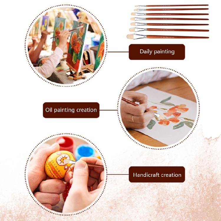 7 шт. Профессиональная кисть с щетиной и деревянной ручкой, кисть для акварели, для акриловой, акварельной, масляной живописи