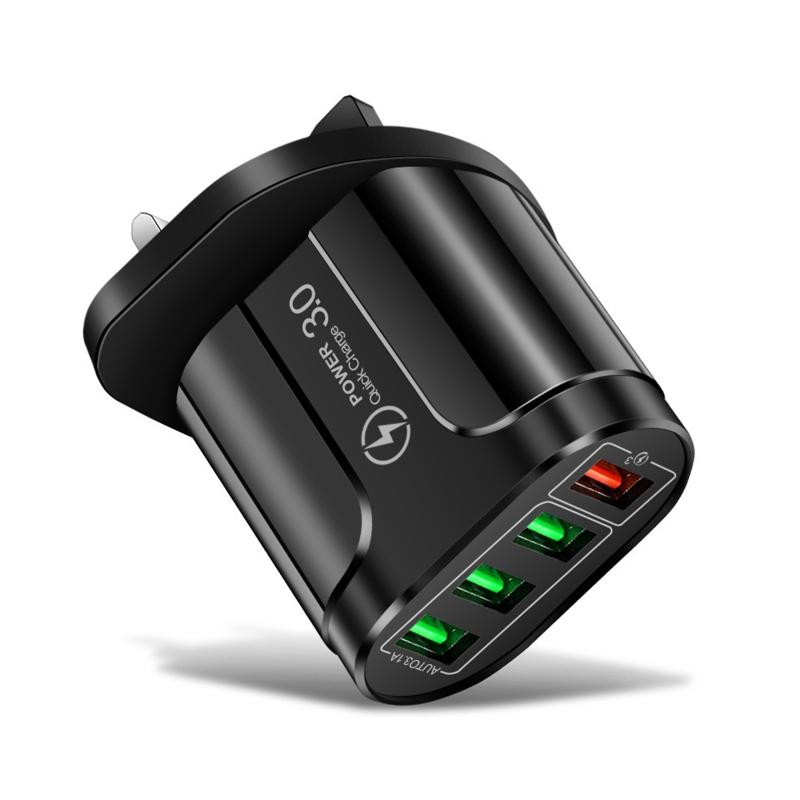 4-портовый USB-зарядный блок с адаптером для путешествий EU/UK/US Портативный зарядный блок