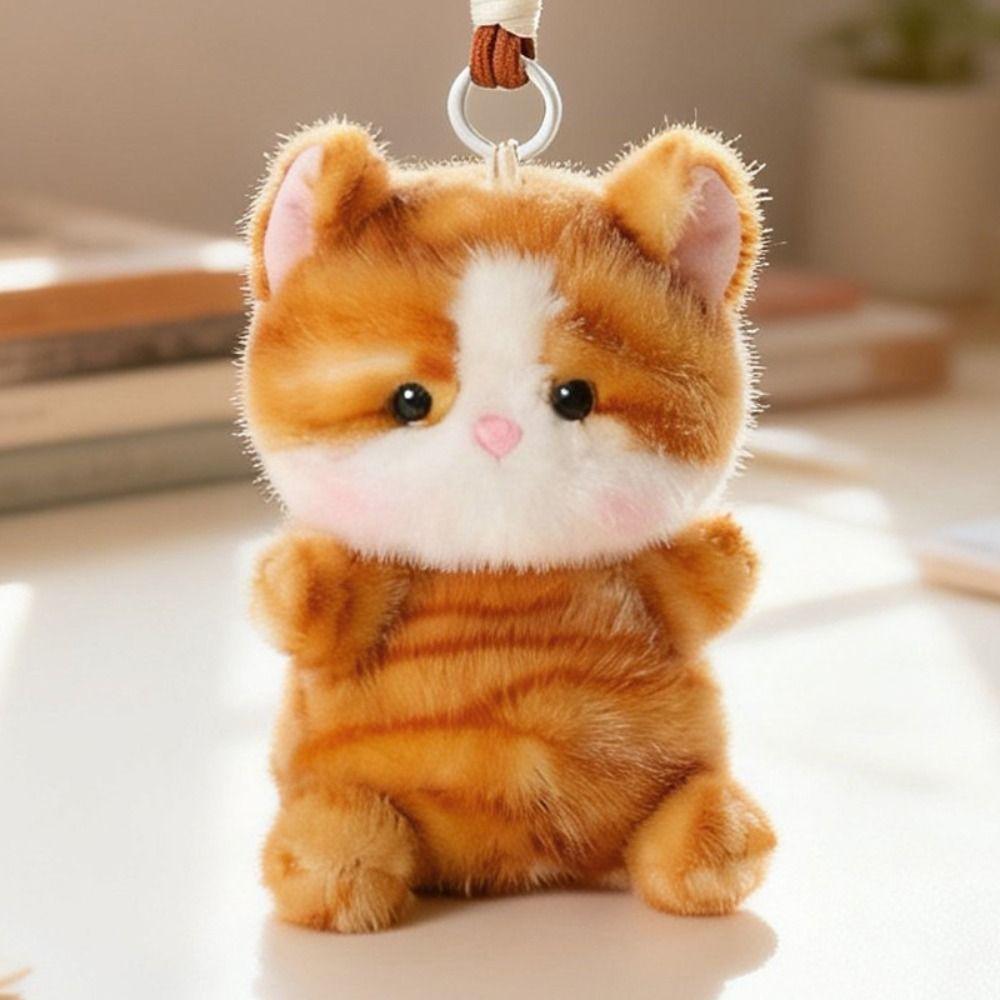 15cm Cat Stuffed Keychain Soft Plush Kitten Pendant Mini Cat Plush Keychain Desk Decor