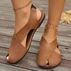 Women's Shoes  Lace-up Cuff Women's Sandals New Peep Toe Casual Sandals Women Summer Plus Size Best Seller Flat Sandals