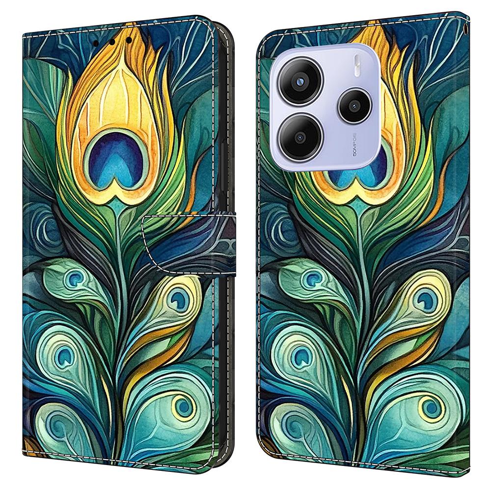 Для Xiaomi Redmi Note 14 5G Кожаный чехол С печатью рисунка Кошелек Подставка Флип-чехол для телефона