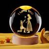 Crystal Love You Lamp for Couples Engraved Crystal Ball LED Night Light with Wooden Base - USB Powered Glass Ball Led Night Light
