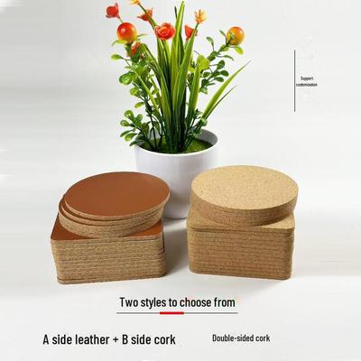 Подставки под стаканы Spotlight Luxury Cork Leather: Квадратные и круглые пробковые коврики, персонализированные теплоизоляционные салфетки для печати логотипа.