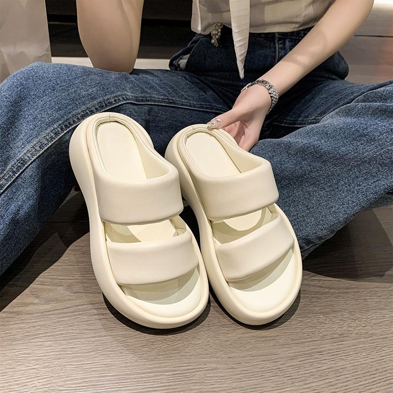 Лето 2024 года, новые сандалии-тапочки на толстой подошве с мягкой подошвой для женщин