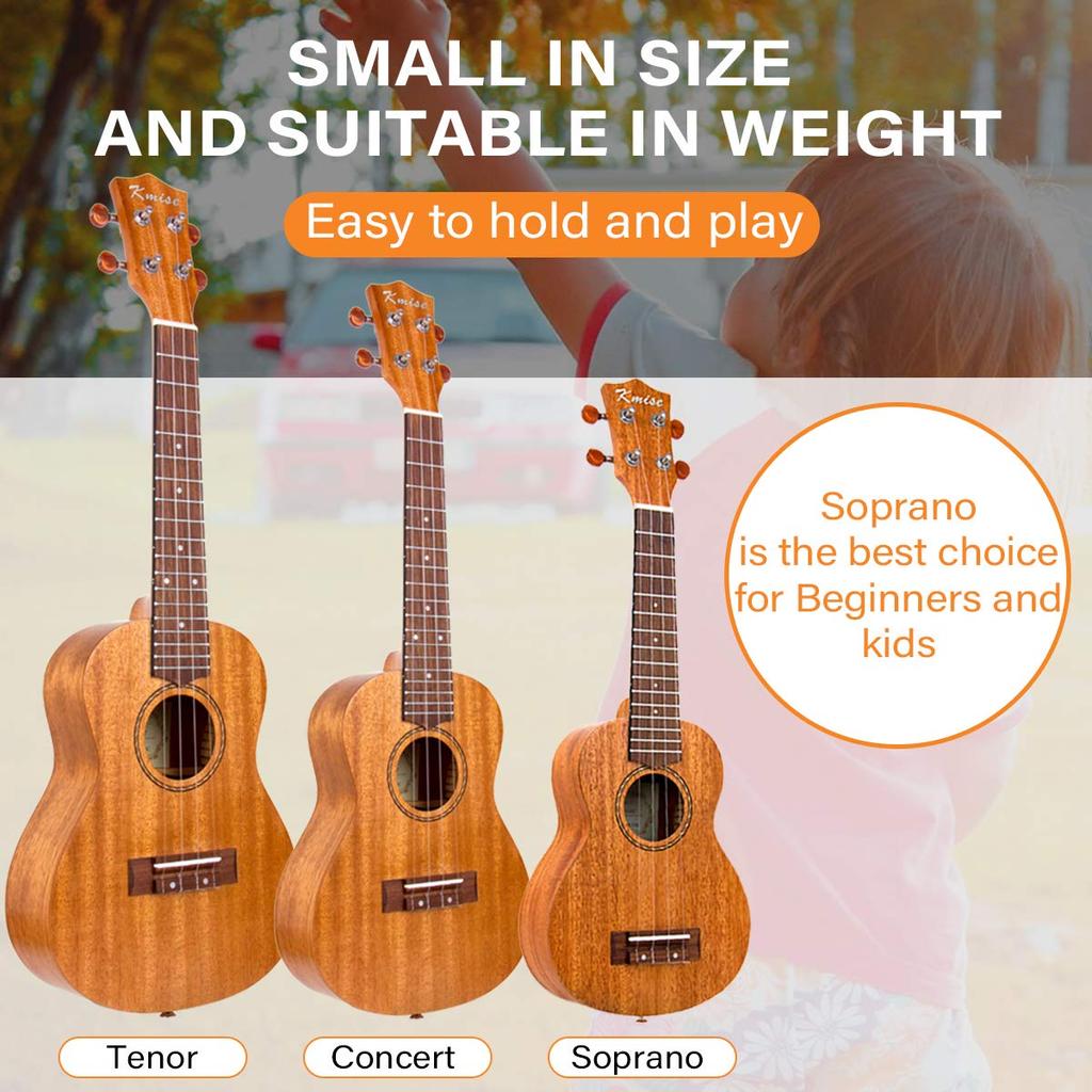 Kmise Soprano Ukulele Student Beginner Kit Ukulele for Music Lovers with Tuner and Bag - (21 Inch)