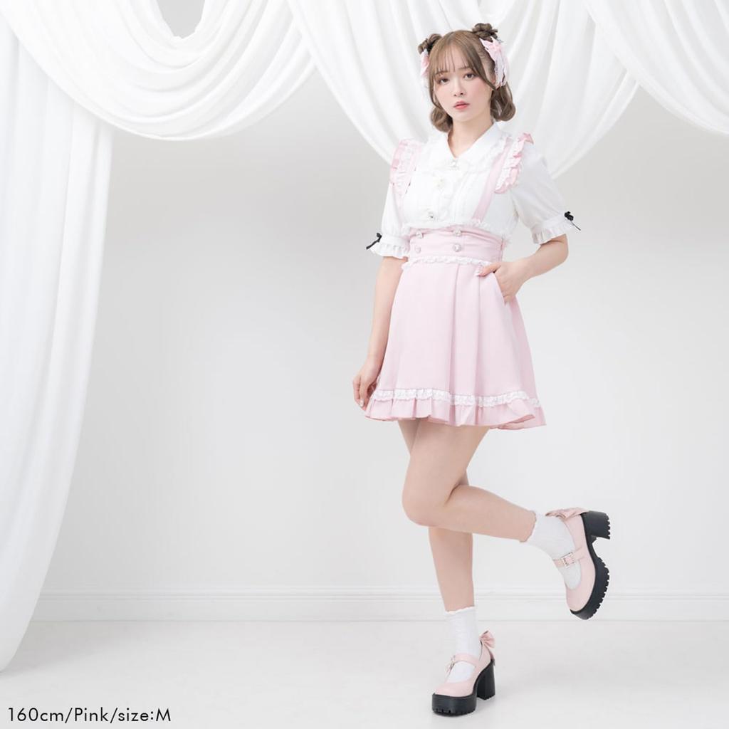 Yumetenbo Heart Jewel Lace Skirt, Mini Skirt, Flared Skirt, Women's, Mass-Produced Clothing, Landmine Style, Plus Sizes LL 3L