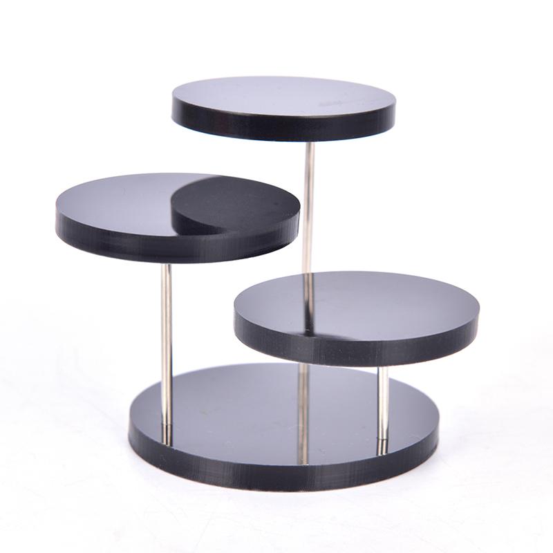 3 Layers Round Acrylic Jewelry Display Stand Necklace Earring Ring Show Rack