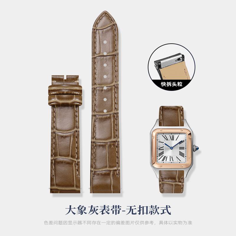 Для часов Cartier Sandus Dumont с механизмом быстрой замены, большой, средний, маленький циферблат, кожаные часы с женским кожаным браслетом 17,5 мм