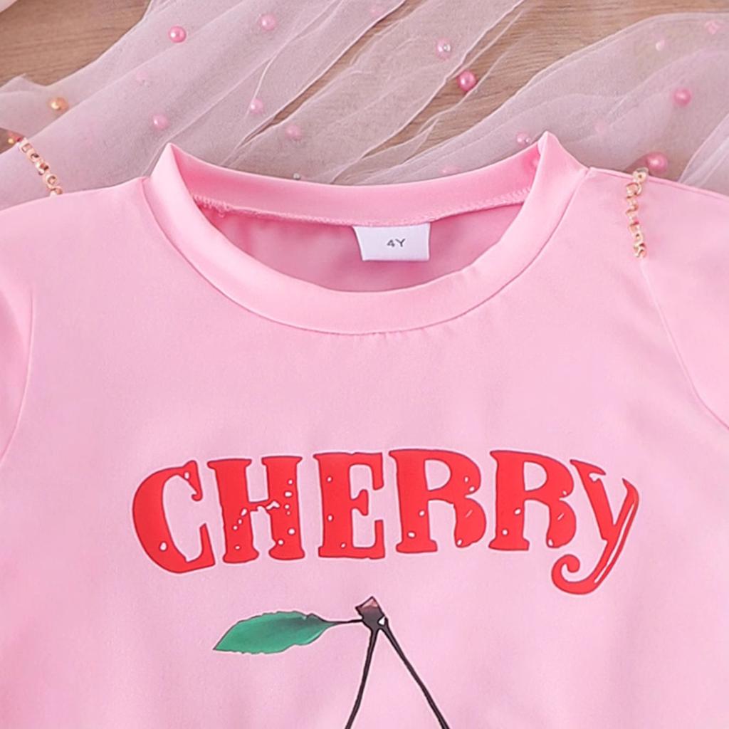 Комплект одежды для девочек 2025 года, летняя детская розовая рубашка с короткими рукавами и принтом + шорты